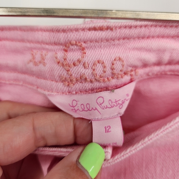 Lilly Pulitzer Crop Jean Womens Size 12 Pink**has some small stains - Picture 6 of 10